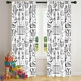 thumbnail image 5 of Blackout Kids Curtains,Black and White Football Elements Pattern Childrens Insulated Curtains Set Of 2,Bedroom Essentials,Toddler Room Decor 42"x84", 5 of 5