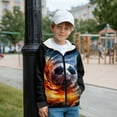 thumbnail image 3 of FKELYI Zipper Front Hoodies for Boys Fire Grunge Soccer Print Long Sleeve Sweatshirt Kids Fleece Jacket with Pockets Fall Top Breathable Winter Clothes, S, 3 of 6