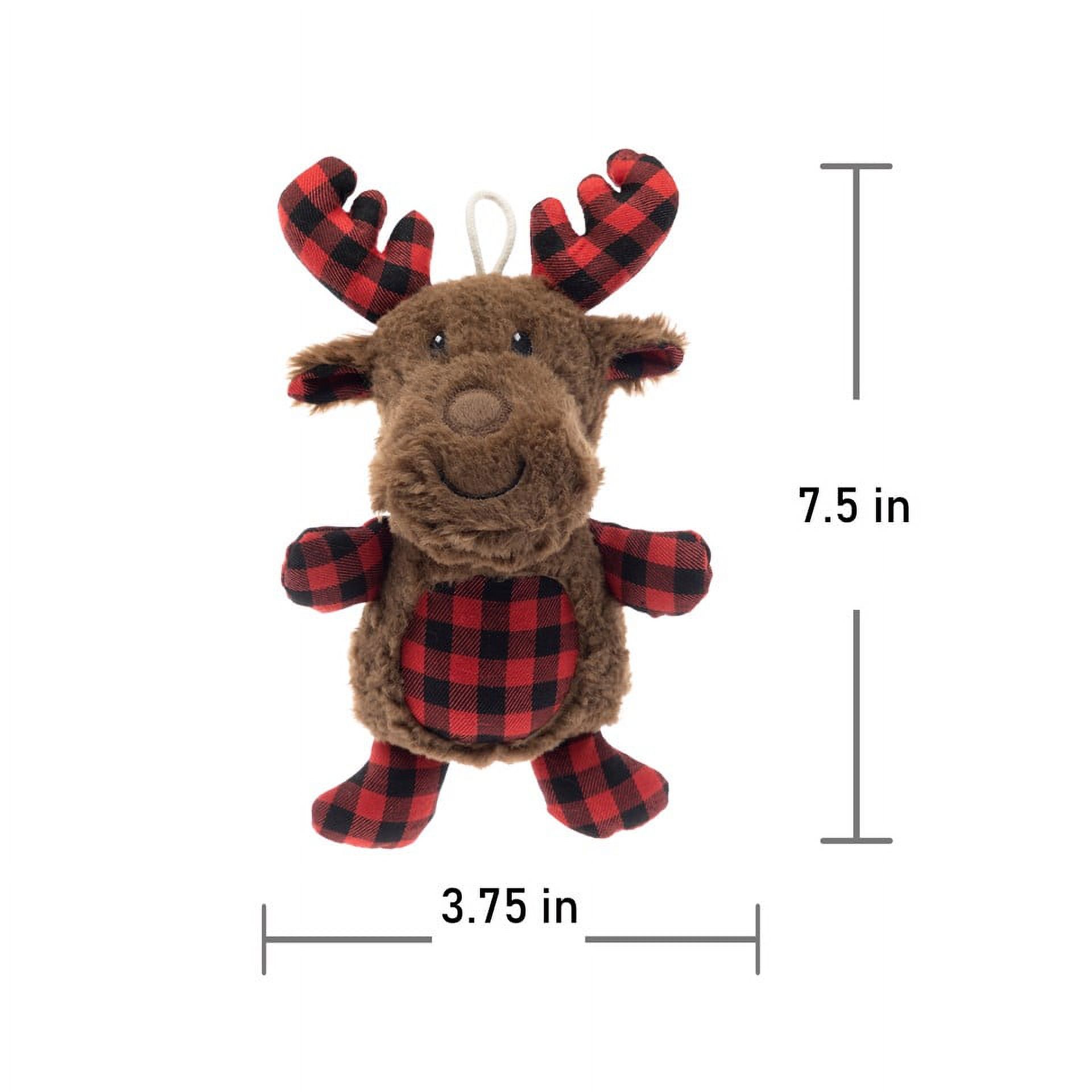 Vibrant Life 7.5-inch Stuffed Plush Christmas Reindeer Buffalo Dog Toy