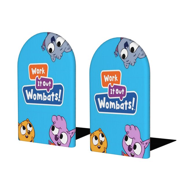 ¡Muévanse, Wombats! Sujetalibros decorativos temáticos, tope para estantería con base antideslizante, uso dual para hogar y oficina - 2 piezas