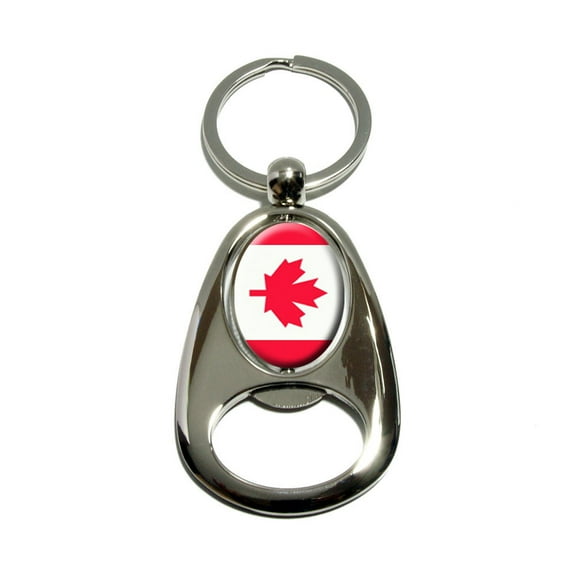 Canada Flag Spinning Oval Bottle Opener Keychain