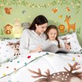 thumbnail image 3 of Manfei Forest Reindeer Twin Comforter Sets, Ink Eucalyptus Leaves Bedding Set, White Brown, Polkadot Reversible, 2pcs, 1 Comforter and 1 Pillowcase, 3 of 6