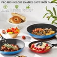 thumbnail image 7 of KITESSENSU Enameled Cast Iron Skillets, Non Stick Frying Pans Set with Durable Wooden Handle, 8&10&12 Inch Cast Iron Pans for Multi-Cooking, Pre Seasoned Cookware Set - Gradual Burgundy Red, 7 of 7