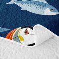 thumbnail image 5 of Castle Fairy Flat Puffin Fish Tile Twin Quilt Set,Seabird Small Fish Navy Seamless Pattern Twin Coverlet Set,Navy White, 5 of 7