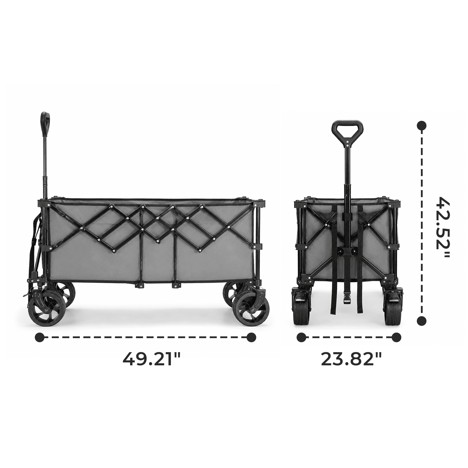 Alvantor 300L Folding Wagon Cart with 440lb Capacity, Heavy Duty Utility Wagons with All-Terrain Wheels, Foldable Grocery Carts for Gardening, Shopping, Beach, Camping