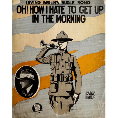 How To Glass Bed Sheet Music 1918 Oh How I Hate to Get up in the Morning Stretched Canvas - Albert Barbelle (24 x 36) ()