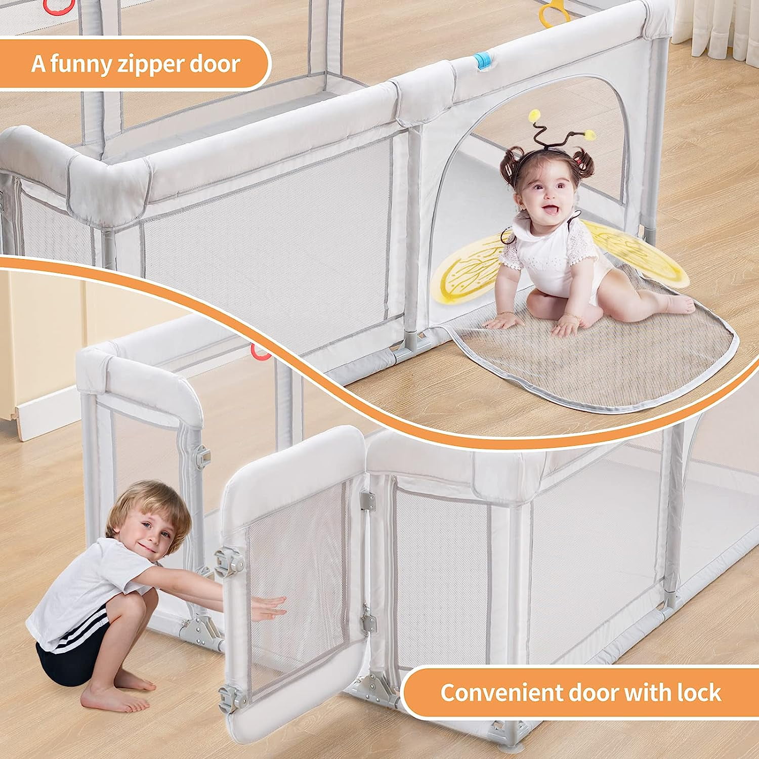  Mloong Baby Playpen with Mat, 59x59 Inches Extra Large Playpen  for Babies and Toddlers, Indoor & Outdoor Activity Center, Safety Baby  Fence with Gate : Baby