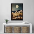 thumbnail image 3 of PixonSign Framed Canvas Print Wall Art Joshua Tree Cactus Moonlight Desert Nature Wilderness Illustrations Decorative Bohemian Rustic Mid-Century Modern Desert Landscape - 16"x24" Black, 3 of 5