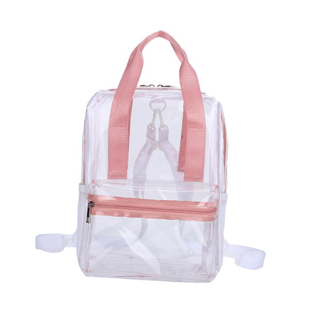 Mochila de PVC Mochila portátil Mujeres Hombres Niñas Niños Mochila escolar impermeable con correa ajustable para eventos Lugar de trabajo Senderismo Rosa Salvador Paquete de PVC