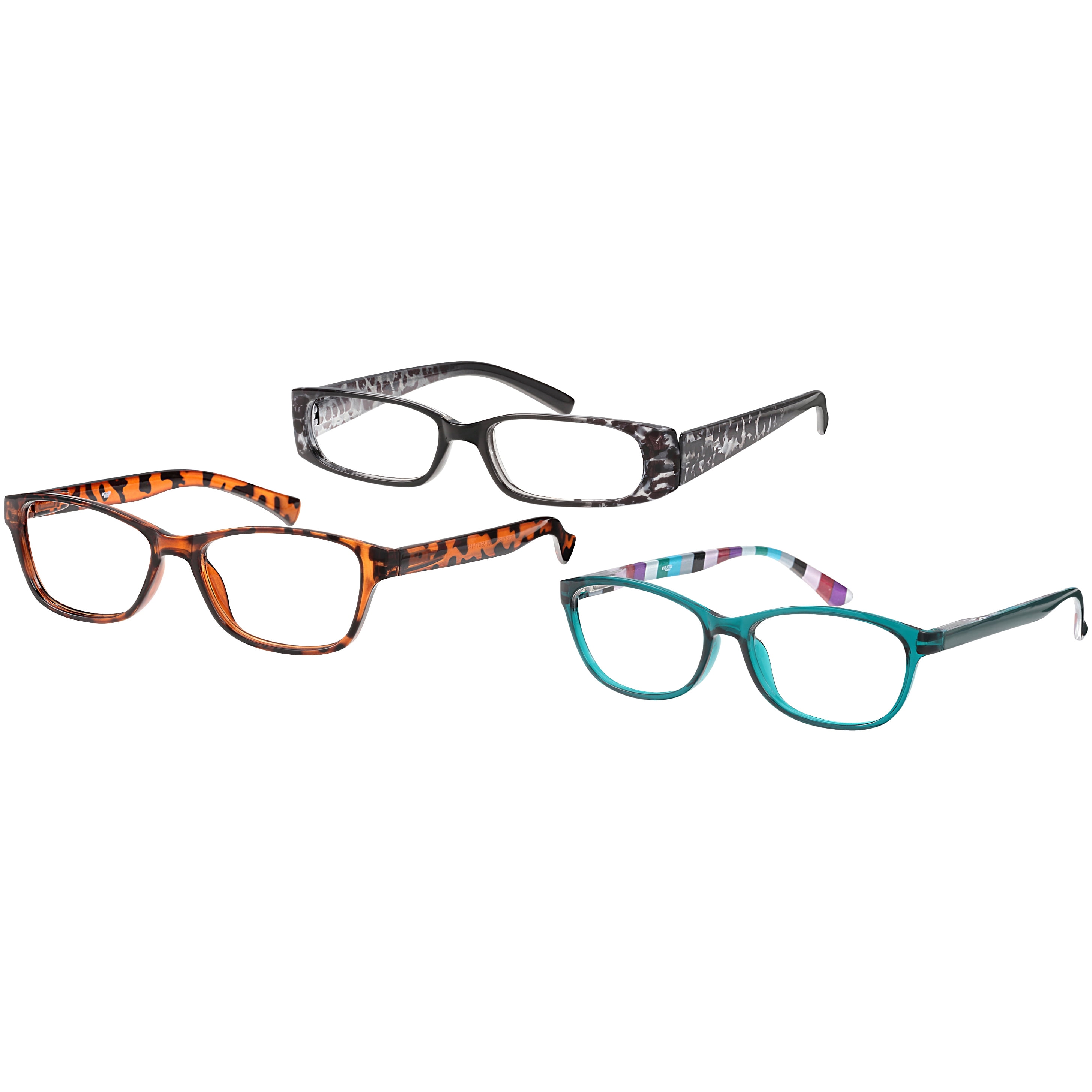 Equate Women's Sprig Value 3-Pack Rectangular Reading Glasses - Variety Pack, +2.50