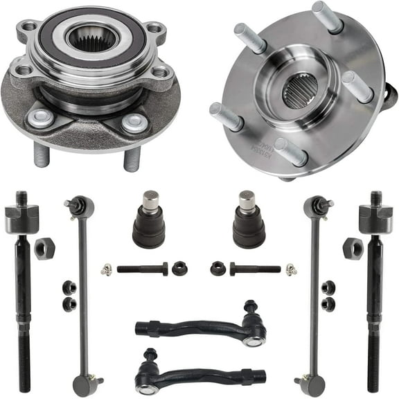 Detroit Axle - Front Wheel Bearing & Hubs Tie Rods Lower Ball Joints Sway Bar End Links Replacement for 2014-2018 Mazda 3 Sport - 10pc Set