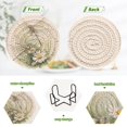 thumbnail image 3 of 6 Pcs Drink Coasters with Holder 3.94in Woven Coasters for Drinks Dragonflies with White Daisies Coaster Set for Protection Table, 3 of 7
