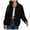 Black, variant on Women's Casual Coat Long Sleeved Solid Color Button Lapel Fleece Casual Jacket Top