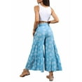thumbnail image 6 of Women Boho High Waist Wide Leg Pants Summer Casual Flower Print Palazzo Flowy Front Ties Beach Trousers Bohemian Clothes, 6 of 8