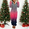 thumbnail image 6 of Women's Fuzzy One Piece Pajama Warm Winter Pajamas Ombre Fleece Jumpsuits with Hood Zip Up Plush Romper Loungewear, 6 of 6