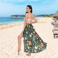 thumbnail image 6 of FORMRS Womens Long Sarong Beach Wrap Semi-Sheer Bikini Skirt Bathing Swimsuit Cover Up, Orange Flowers, 6 of 7