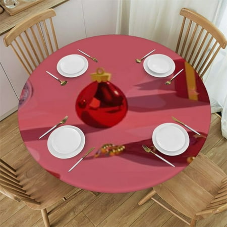 

Ullo0ord Christmas Fitted Tablecloth Elastic Edge for Tables Snowman Decoration Pattern Can Wipe Indoor/Outdoor Dining Table coverr red 38-42