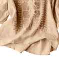 thumbnail image 5 of Babysbule Women's Cotton Embroidered Notch V-Neck Elbow Length Sleeve Casual Boho Top for Daily and Weekend Wear, 5 of 5