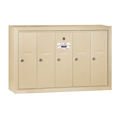 Vertical Mailbox (Includes Master Commercial Lock) - 5 Doors - Sandstone - Surface Mounted - Private Access