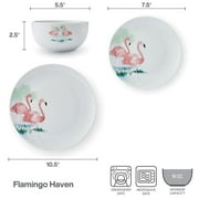 Studio Nova Flamingo Haven 12 Piece Porcelain Dinnerware Set White