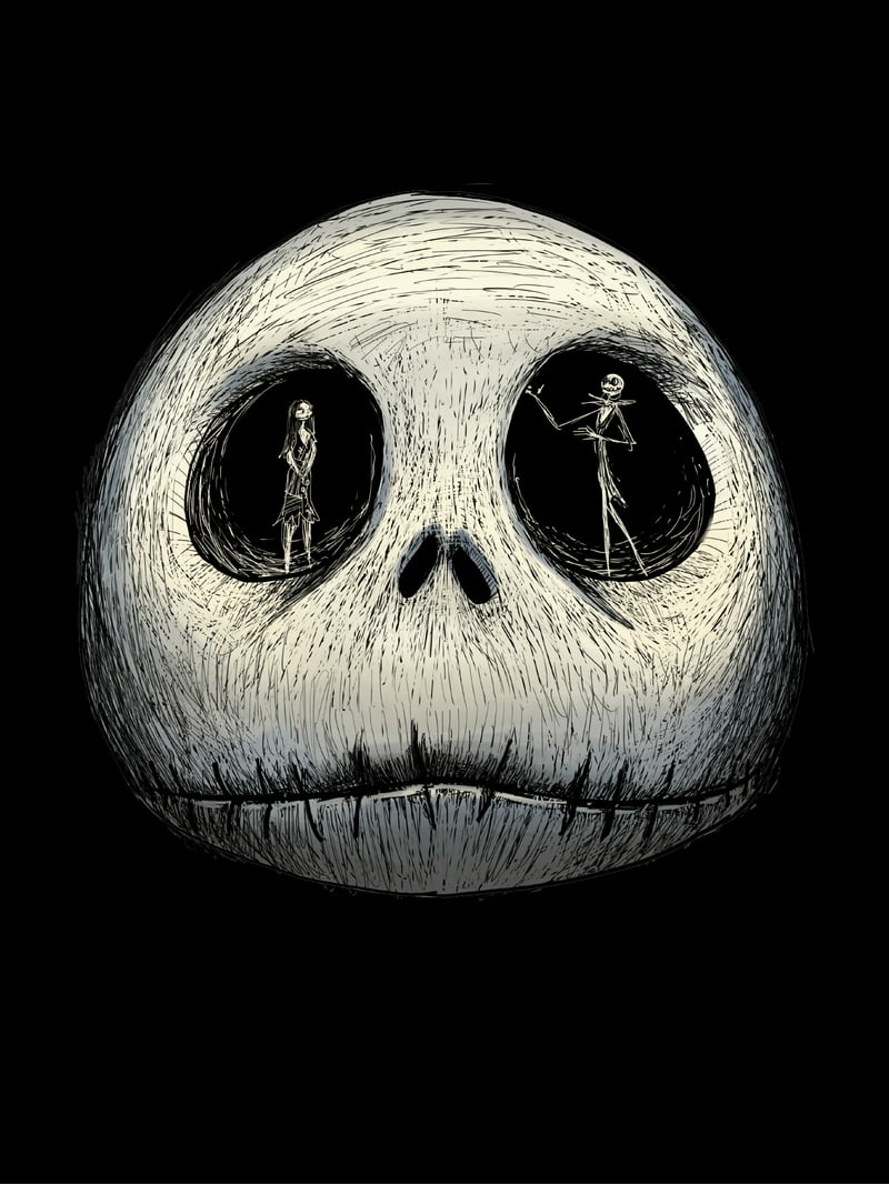 T-shirt Jack Skellington – Crâne Cartoon, Cauchemar Avant Noël, Taille 2XL