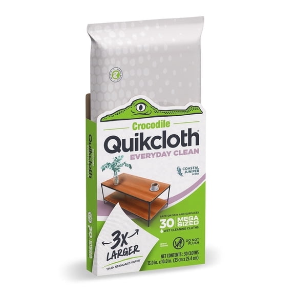 Quikcloth® Everyday Clean Plant-Based Cleaning Wipes – Parent Tested & Approved with Gentle, Plastic-Free, Safe for Hands & Home Surfaces