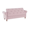 thumbnail image 7 of 63inch End of Bed Storage Bench, Modern Velvet Button Tufted Upholstered Ottoman Bench with Arms, Long Footrest for Bedroom Entryway and Living Room, 500LBS Weight Capacity, Pink, 7 of 7
