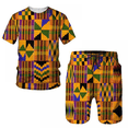 thumbnail image 4 of Conjunto de chándal para hombre, estilo bohemio, hippie, estilo hippie, años 60 y 70, estilo bohemio, informal, camisa y pantalones cortos, disfraz de cosplay étnico, 4 of 4