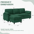 thumbnail image 5 of Walsunny 79" Convertible Sectional Sofa Couch With Ottoman,Linen Fabric L Shaped Sofa with Removable Pillows Green, 5 of 11
