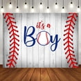 thumbnail image 1 of Its A Boy Baseball Theme Cute Baby Shower Backdrop, 1 of 5