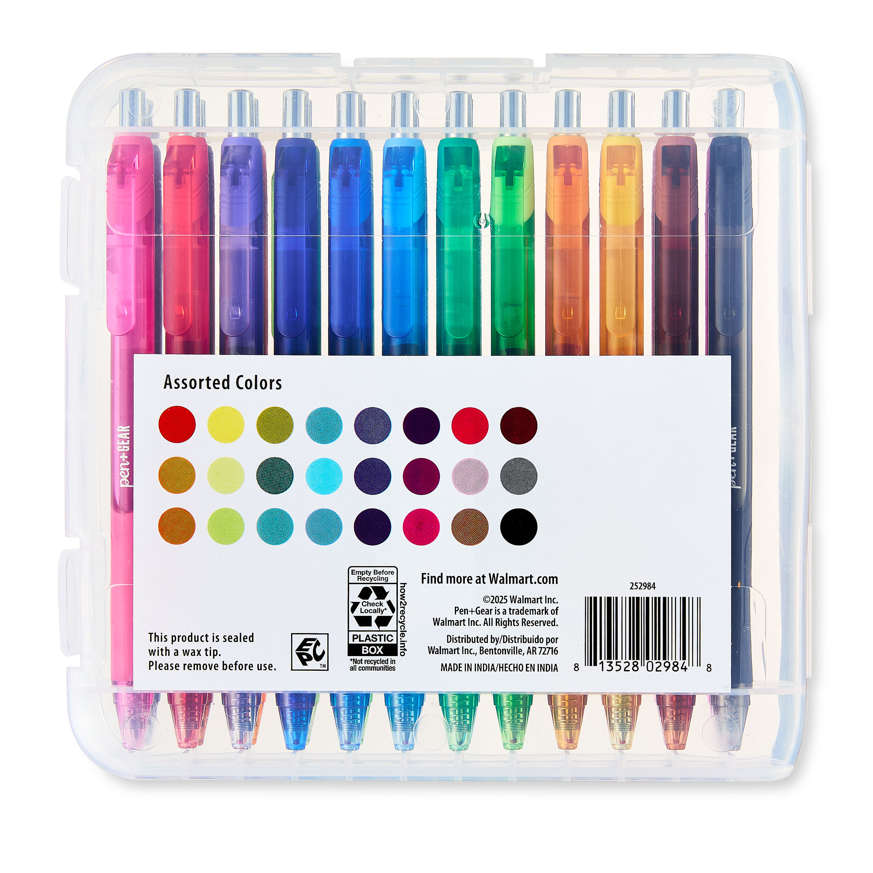 Plumas de gel retráctiles Pen+Gear, punta media, 0.7mm, tinta surtida, 24 piezas 2