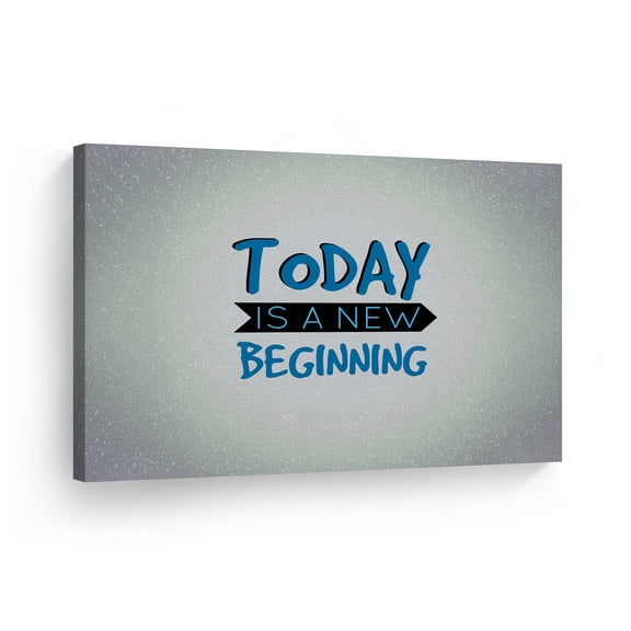 Smile Art Design Today is A New Beginning Quote Canvas Print Motivational Wall Art Saying Home Decor Artwork Bedroom Living Room Ready to Hang Made in the USA - 8x12