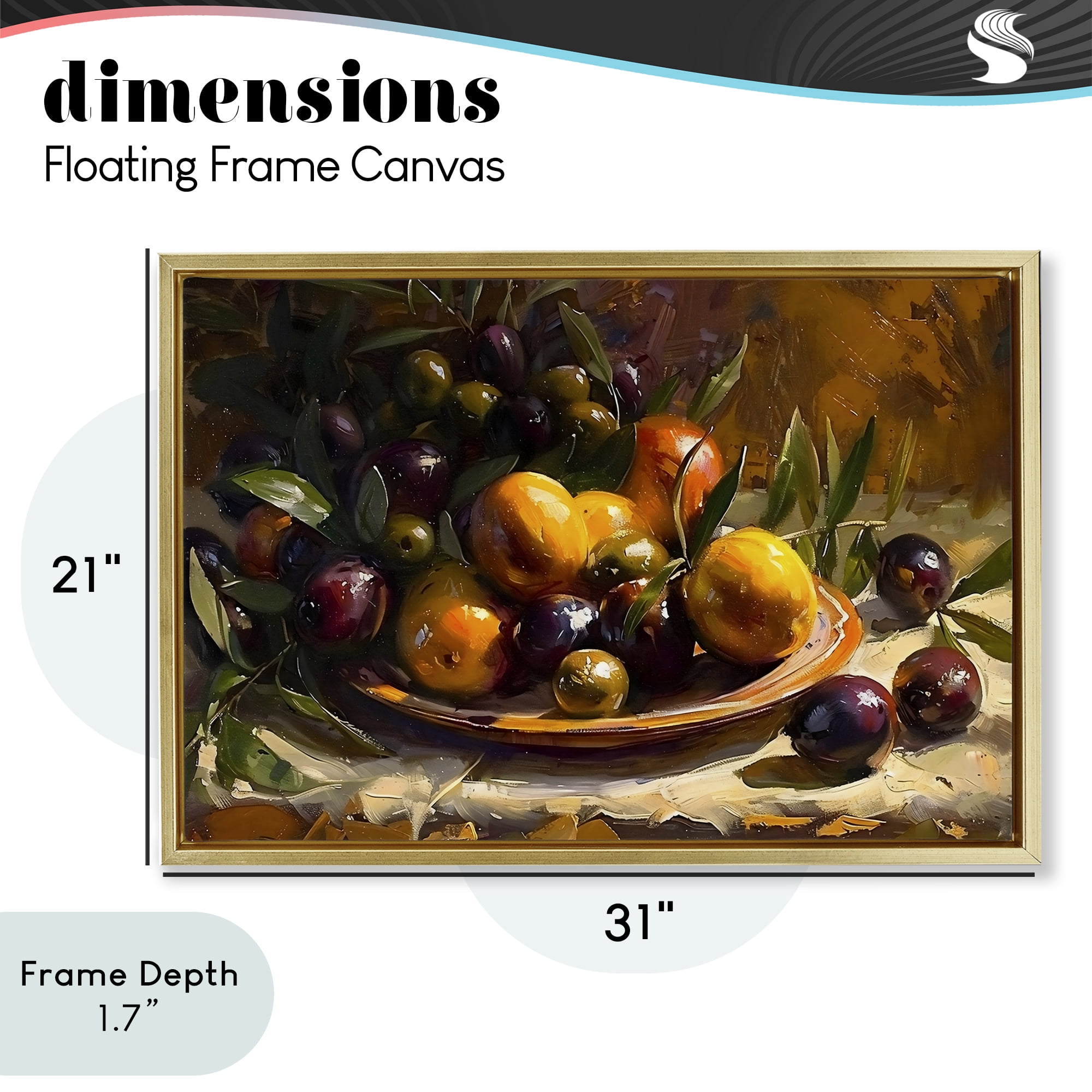 Stupell Industries Array of Olives & Citrus Gold Framed Floater Canvas Wall Art, design by Creative Studio
