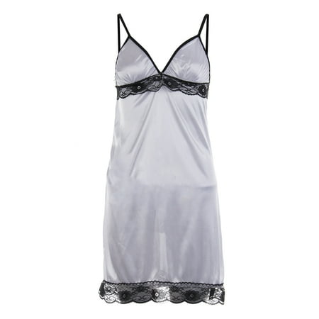 

Kiapeise Women Sexy 2 Pcs Lingerie Set Lace Chest Deep V-Neck Dress + Thong