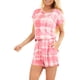 thumbnail image 2 of Mono de manga corta para mujer, mono holgado con cuello redondo y cordón en la cintura, pantalón corto informal de verano, 2 of 8