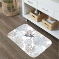 thumbnail image 4 of Neutral Coastal Starfish Coral 16x24 Flannel Bath Mat for Bathroom, Anti-Slip Backing Soft Bathroom Rug, Washable Water Absorbent Mat, 4 of 9