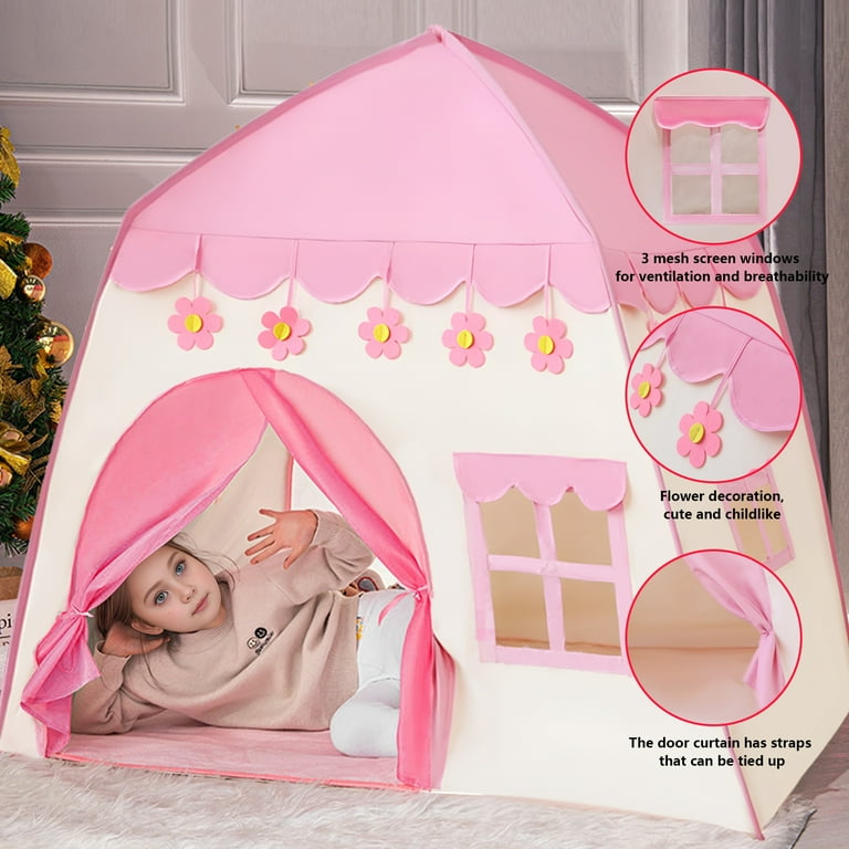 KEYAHAPPY Princess Castle Play Tent, Pink Kids Playhouse, Indoor