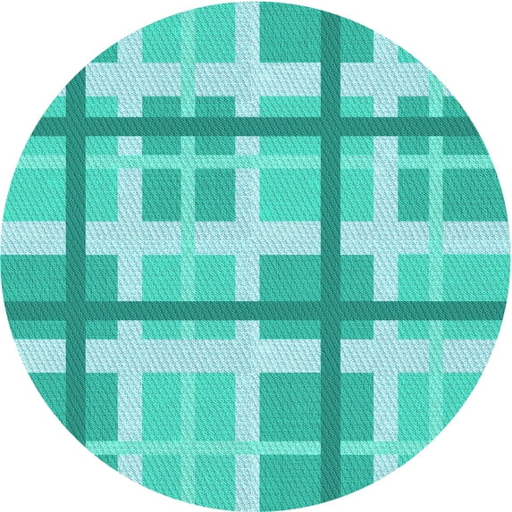 Ahgly Company Indoor Round Patterned Light Sea Green Area Rugs, 5' Round