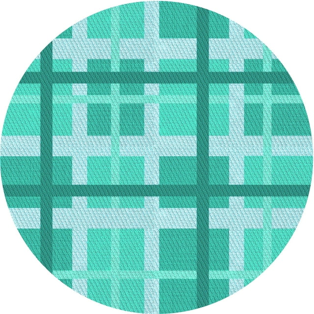 Ahgly Company Machine Washable Indoor Round Transitional Light Sea Green Area Rugs, 4' Round