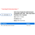 thumbnail image 2 of Valve Cover Gasket Set with Grommets - Compatible with 1996 - 2004 Jeep Grand Cherokee 4.0L 6-Cylinder 1997 1998 1999 2000 2001 2002 2003, 2 of 2
