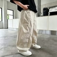 thumbnail image 4 of Coerni Cargo Pants for Boys Elastic Waist Baggy Casual Khaki Wide Leg Pants Neutral Minimal Youth Versatile Casual Preppy Pants, 4 of 7