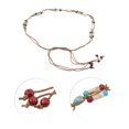 thumbnail image 4 of Unique Bargains 1Pc Adjustable Waist Belt Bohemian Tie Belt Bohemian Colored Beads Pattern Brown, 4 of 5