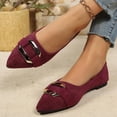 thumbnail image 6 of Gpaecead Women's Metal Embellished Flats Pointed Closed Toe Faux Suede Texture Elegant Comfort Versatile Spring Summer Shoes, Burgundy, 6 of 8