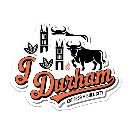 (2 Pack) Durham Magnets - Bull City Souvenirs - North Carolina Decor - 5 Inches On Longest Side - Thick Durable Magnet - Made in USA - MAG19307