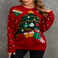 thumbnail image 3 of Chandail de Noël pour Femmes Motif Renne Amusant Tricoté Manches Longues Col Classique, 3 of 9