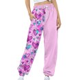 thumbnail image 3 of Abomasnow Women's Floral Graphic Sweatpants Casual Drawstring High Waisted Workout Yoga Jogger Pants with Pockets, 3 of 4