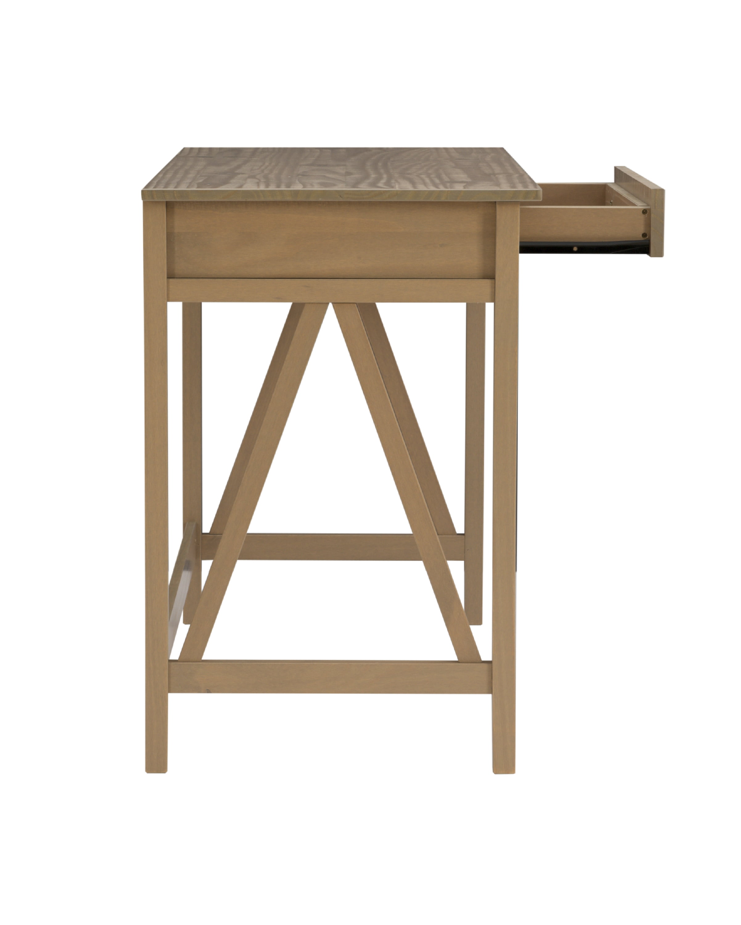 Linon Moreland Single Drawer Solid Wood Desk, Driftwood Finish