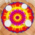 thumbnail image 2 of Rainbow Tie Dye Mandala Pattern Round Fitted Tablecloth with Elastic Edge,Dining Table Cover Waterproof,Outdoor Round Tablecloth for Camping,Dining,Indoor and Outdoor, 2 of 7