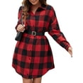 thumbnail image 3 of hirigin Women Long Plaid Coat, Long Sleeve Lapel Buttons Spring Street Casual Party Plaid Cardigan, 3 of 6