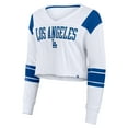 thumbnail image 2 of Women's Fanatics  White Los Angeles Dodgers Stretch Cropped Fashion Long Sleeve T-Shirt, 2 of 3